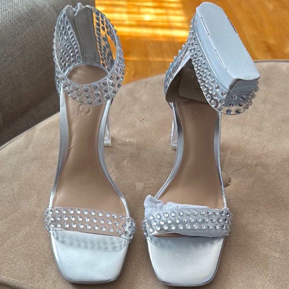 Elegant Silver Studded Women's Heels